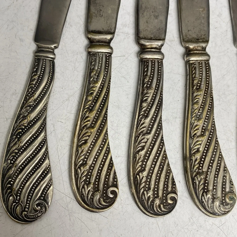 CINDERELLA Flat Handle Fruit Knives 1885 Silverplate Butter Knife